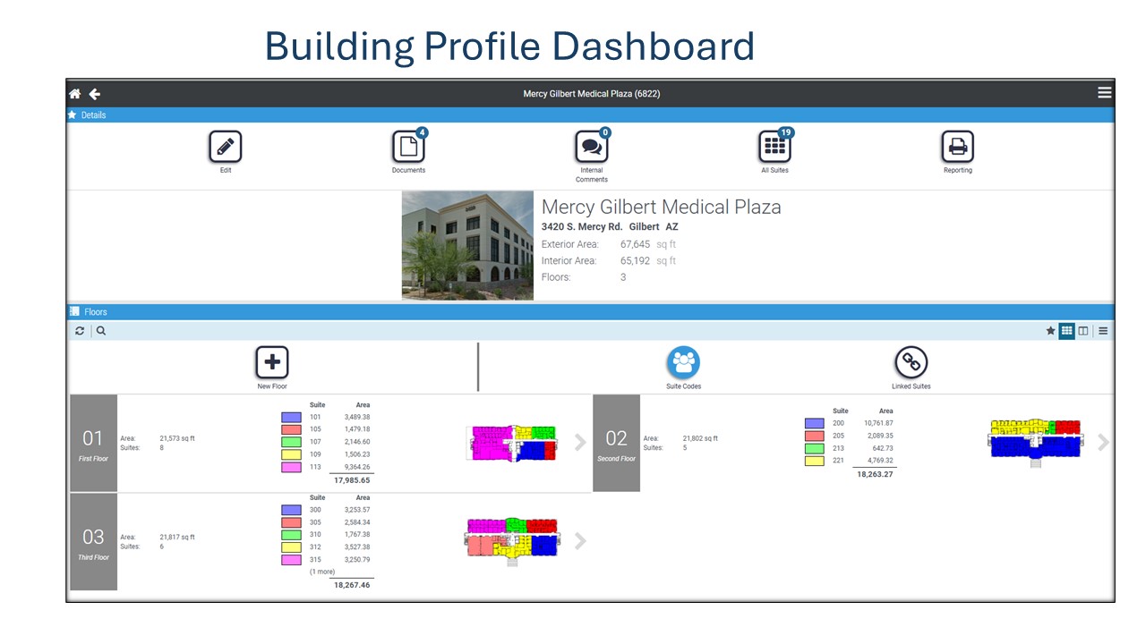 Building profile with floor-by-floor suite view